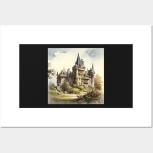 Castle Watercolor Majesty Posters and Art